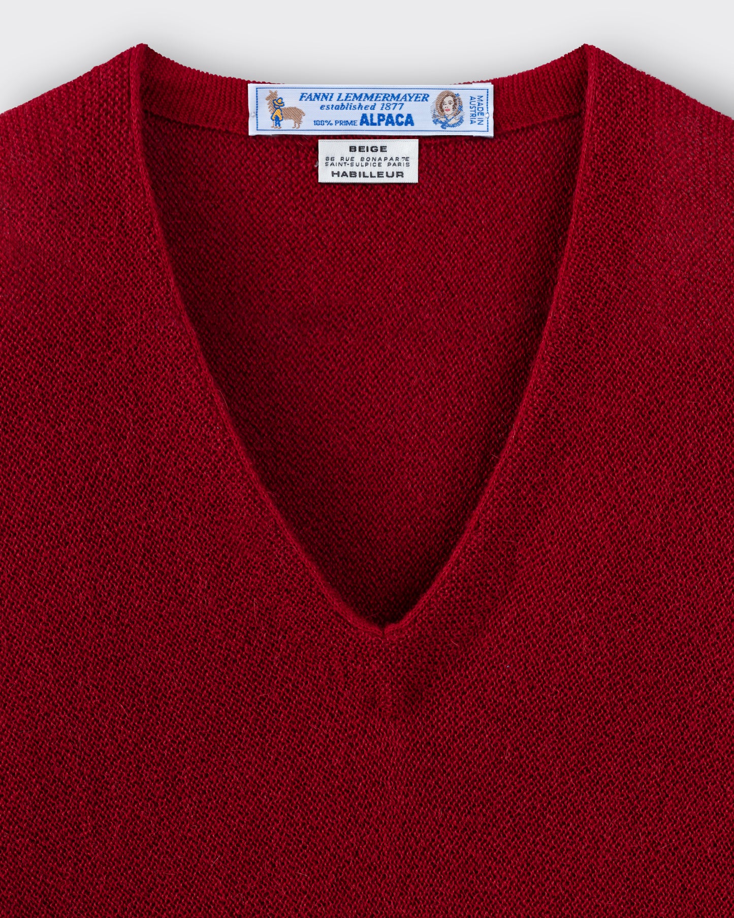 Alpaca V-neck Sweater : Red Dahlia