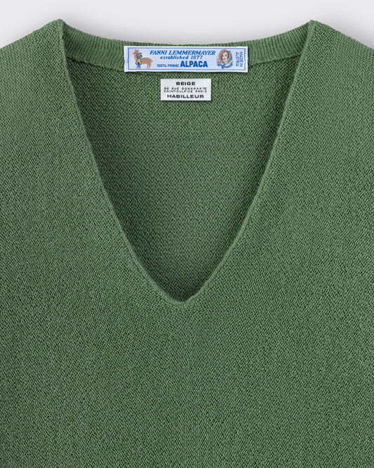 Pull Col V en Alpaga : Lierre