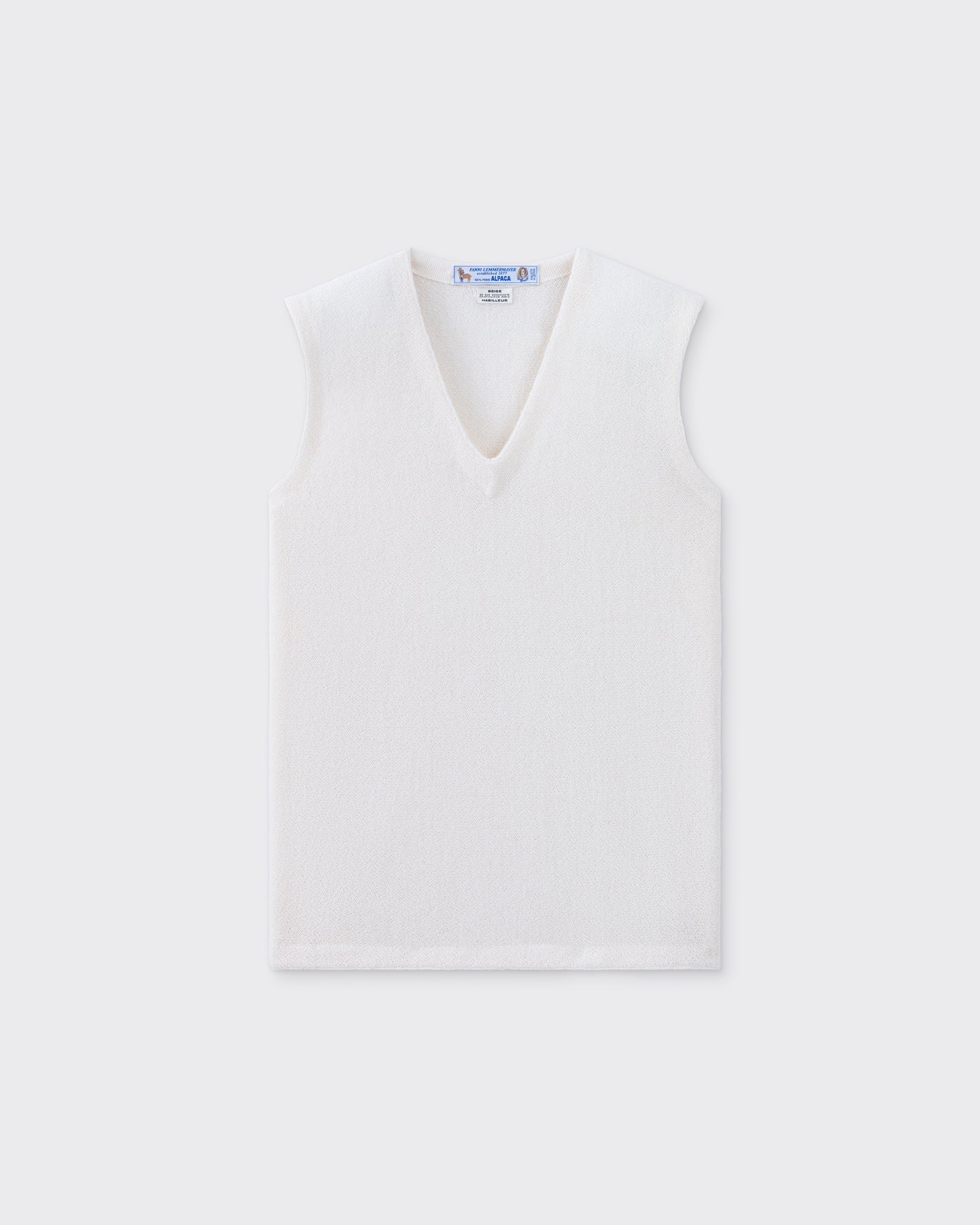 Pull Col V sans Manches en Alpaga : Blanc