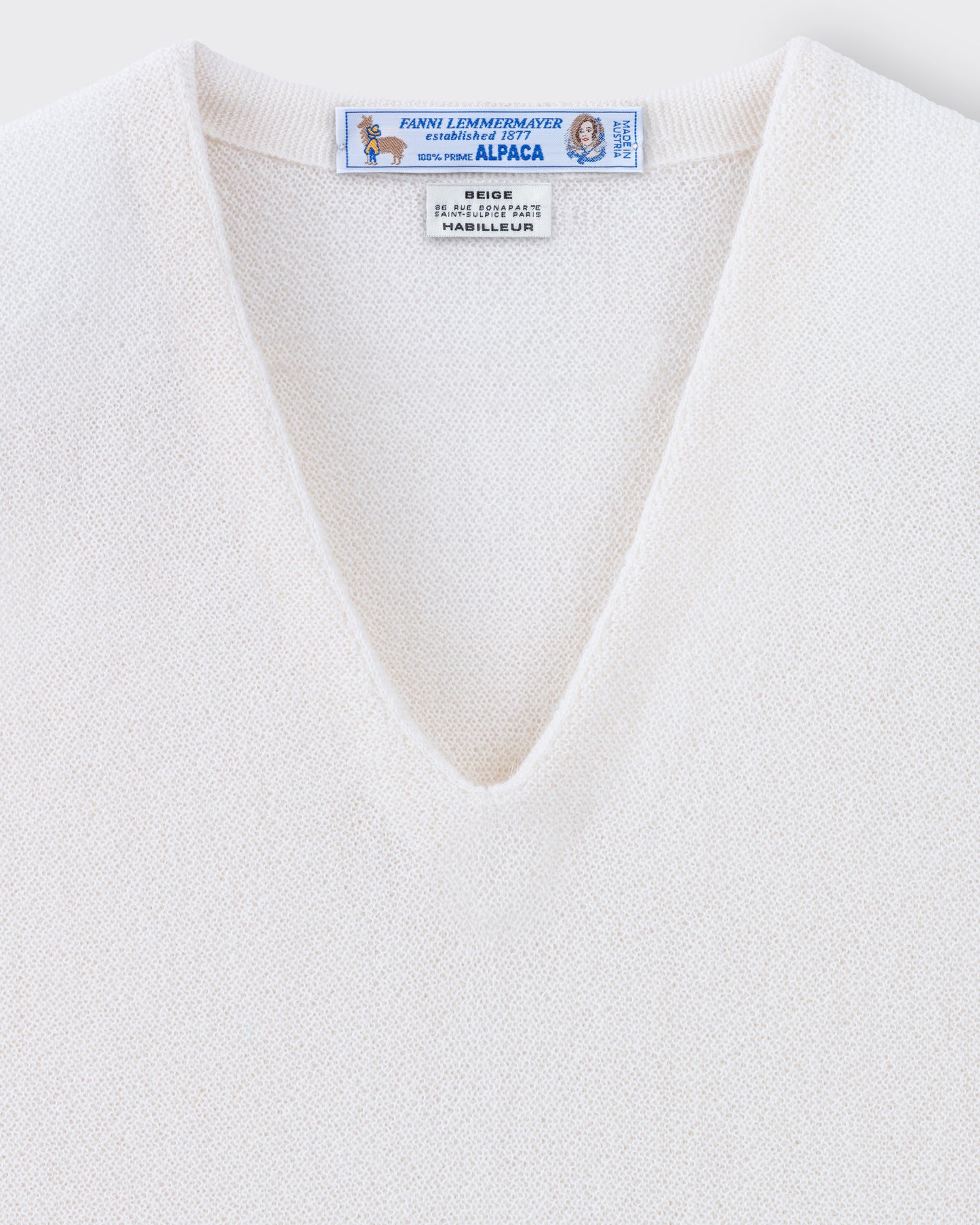 Pull Col V sans Manches en Alpaga : Blanc