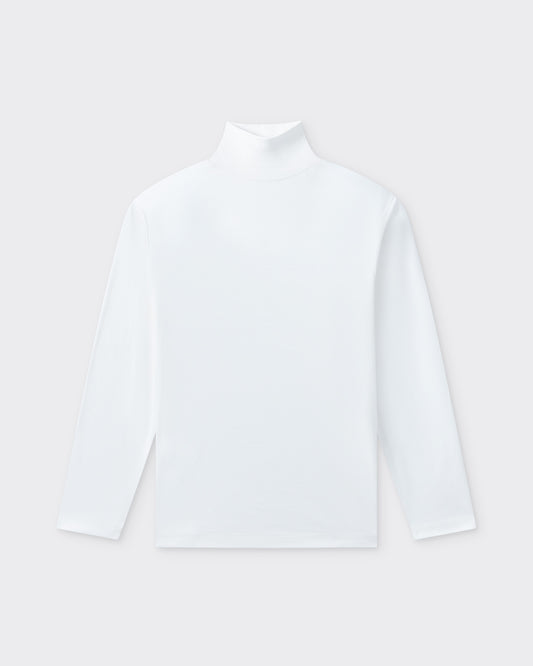 T-shirt Col Cheminée en Coton : Blanc
