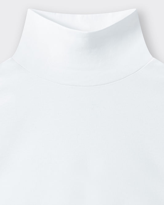 T-shirt Col Cheminée en Coton : Blanc