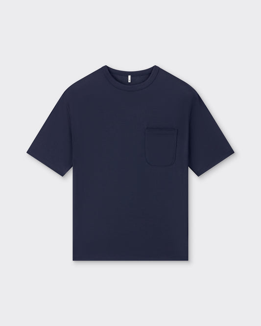 Batoner silk t-shirt navy, front view