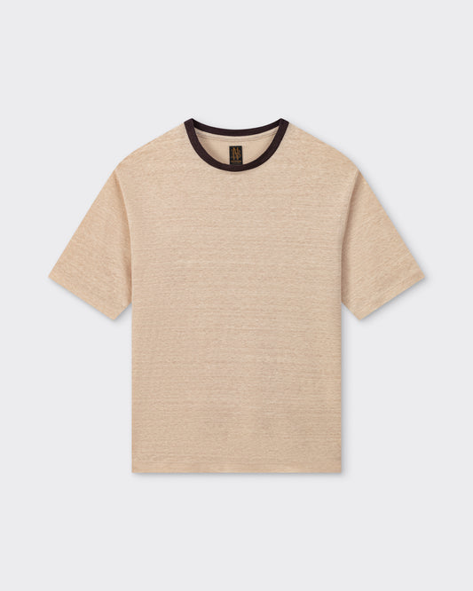 T-shirt en Lin Lavé : Beige-Marron — Batoner