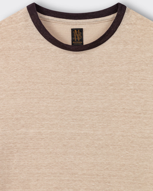 T-shirt en Lin Lavé : Beige-Marron — Batoner