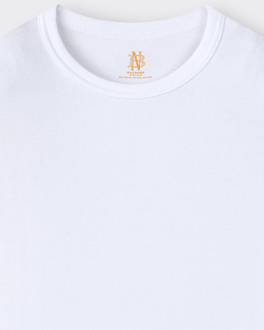 Batoner tubular cotton t-shirt white, ribbed collar detail