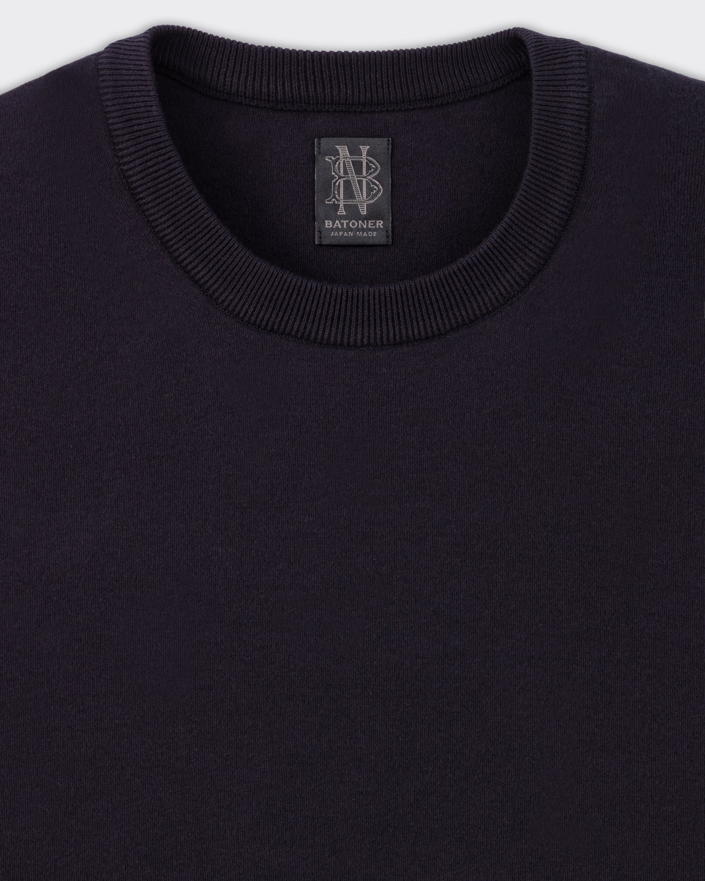 Col bord-côtes et étiquette tissée Batoner, fabrication Sagae Japon