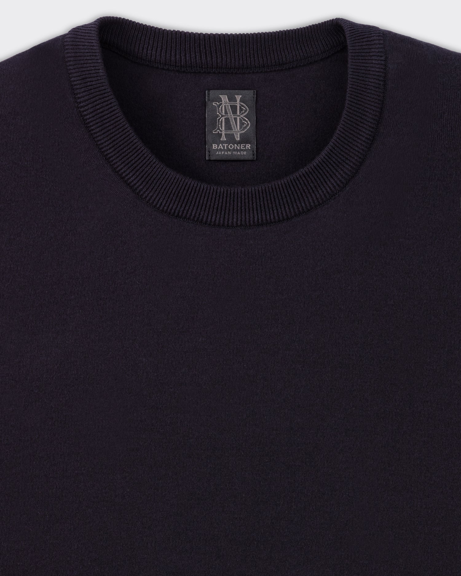 Col bord-côtes et étiquette tissée Batoner, fabrication Sagae Japon