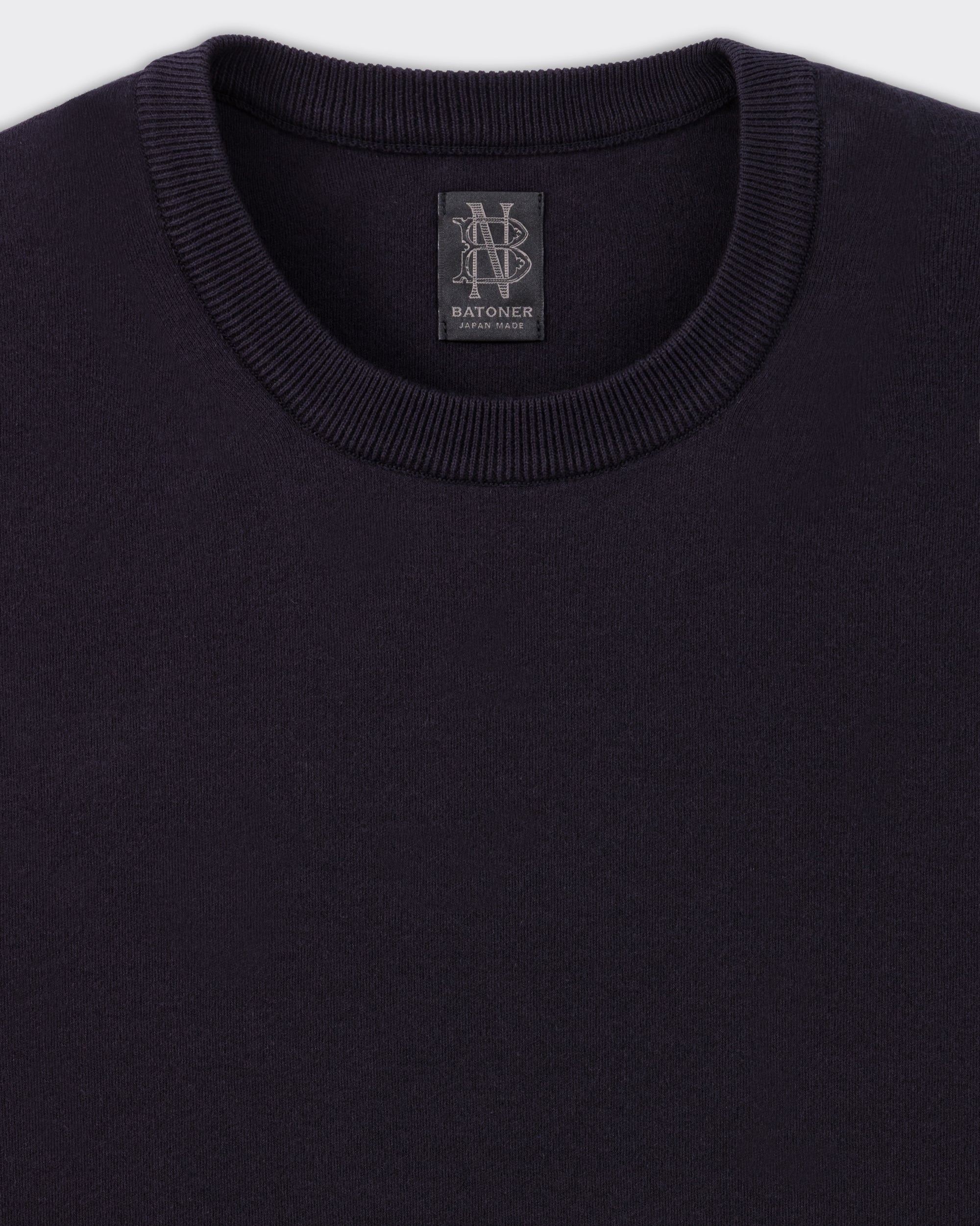 Col bord-côtes et étiquette tissée Batoner, fabrication Sagae Japon