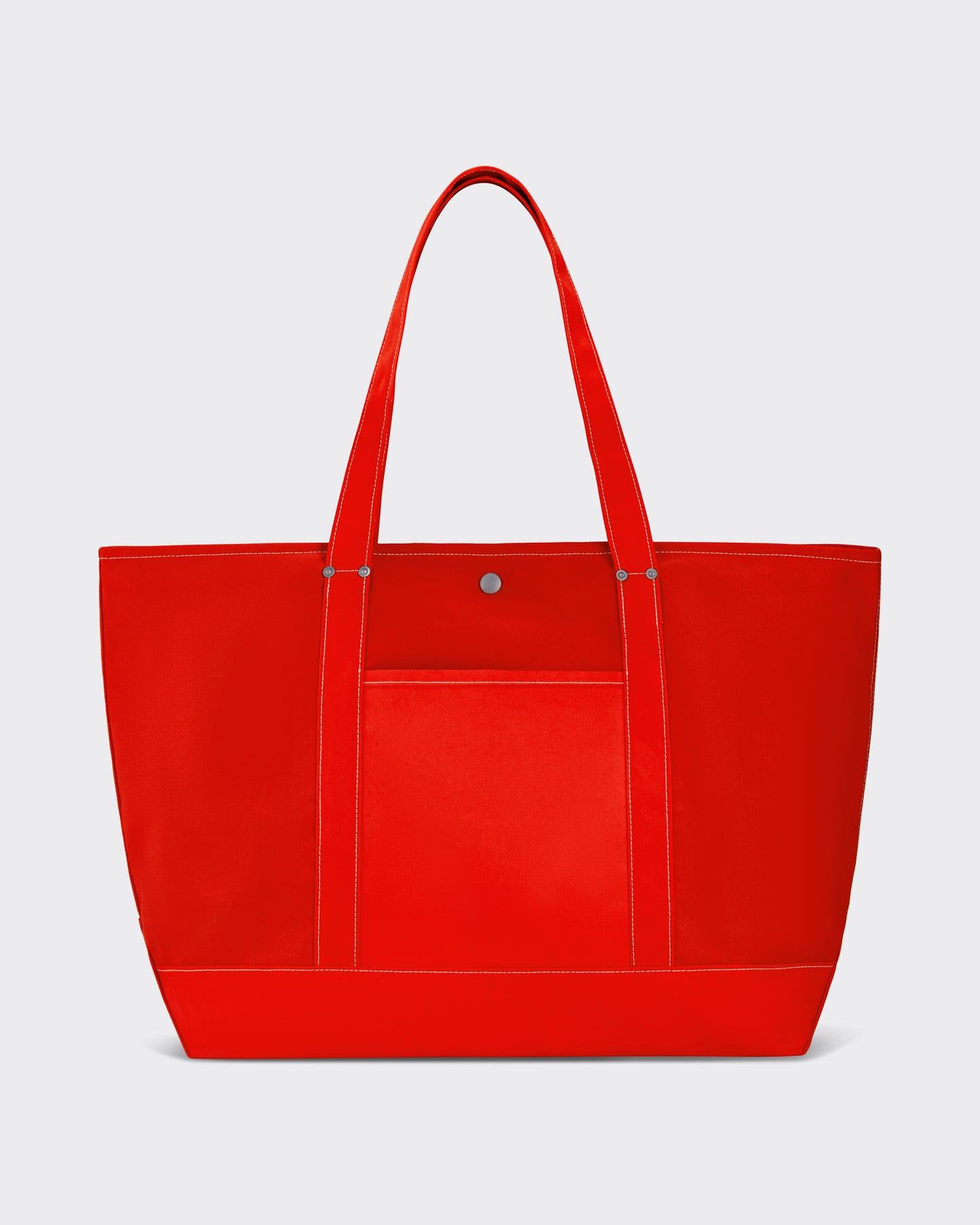 Cabas tote bag coton rouge Jean Laumet vue face surpiqûres blanches