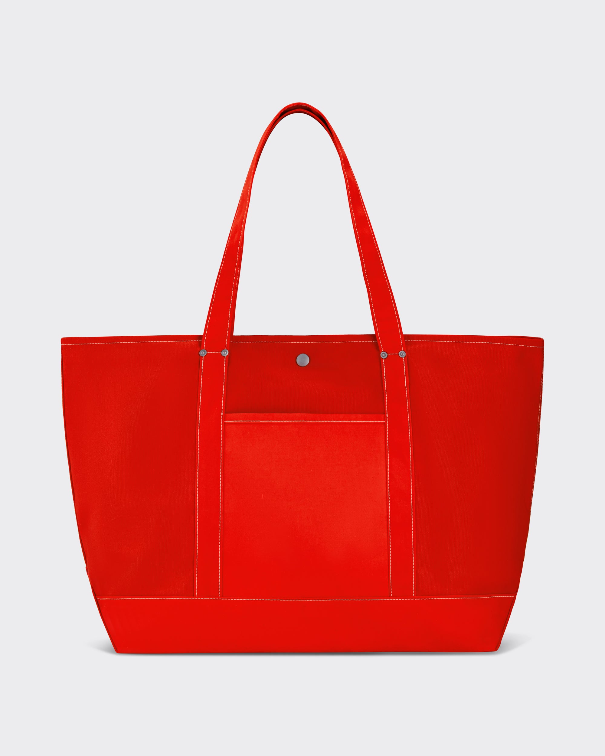Cabas tote bag coton rouge Jean Laumet vue face surpiqûres blanches