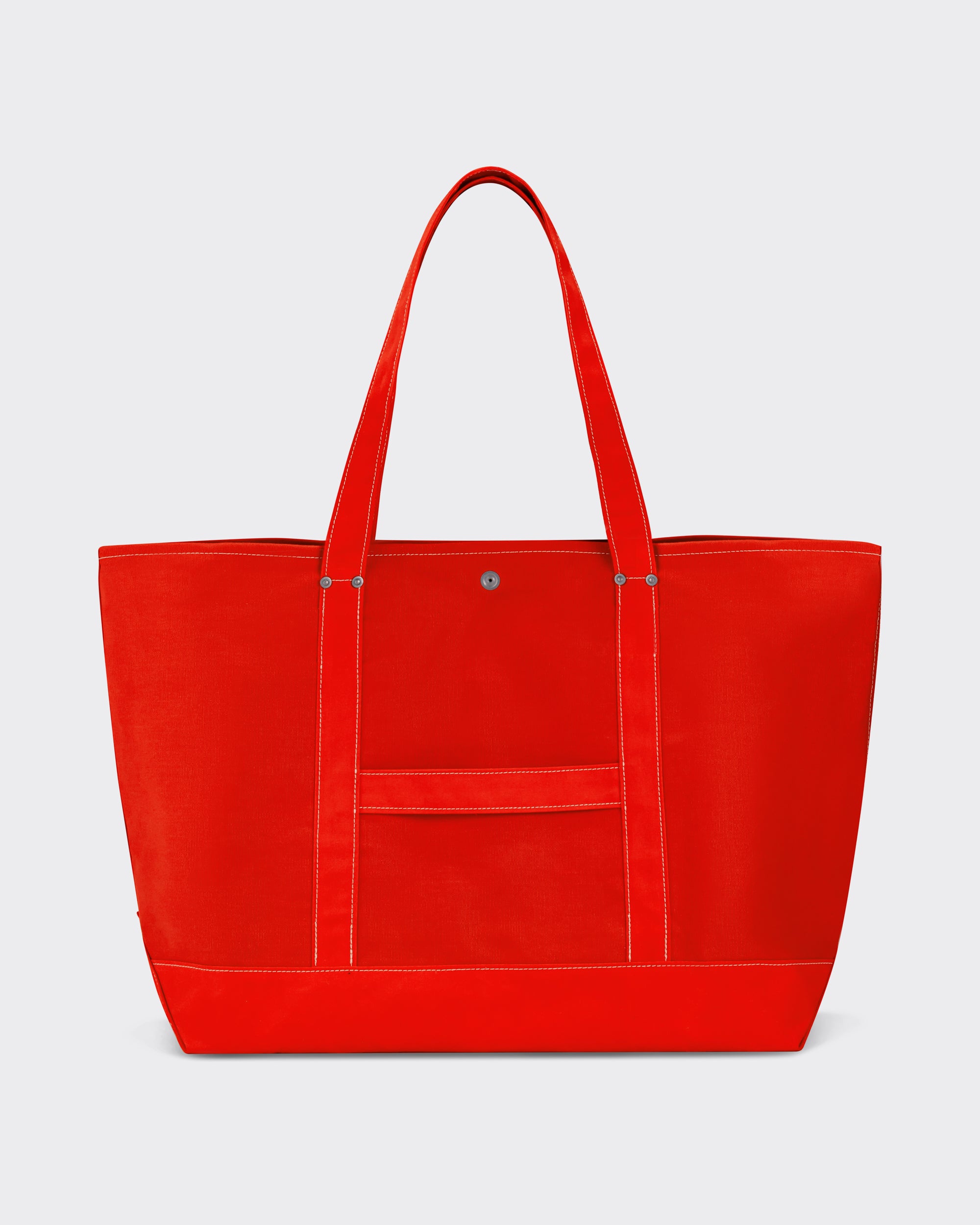Cabas tote bag coton rouge Jean Laumet vue dos surpiqûres blanches