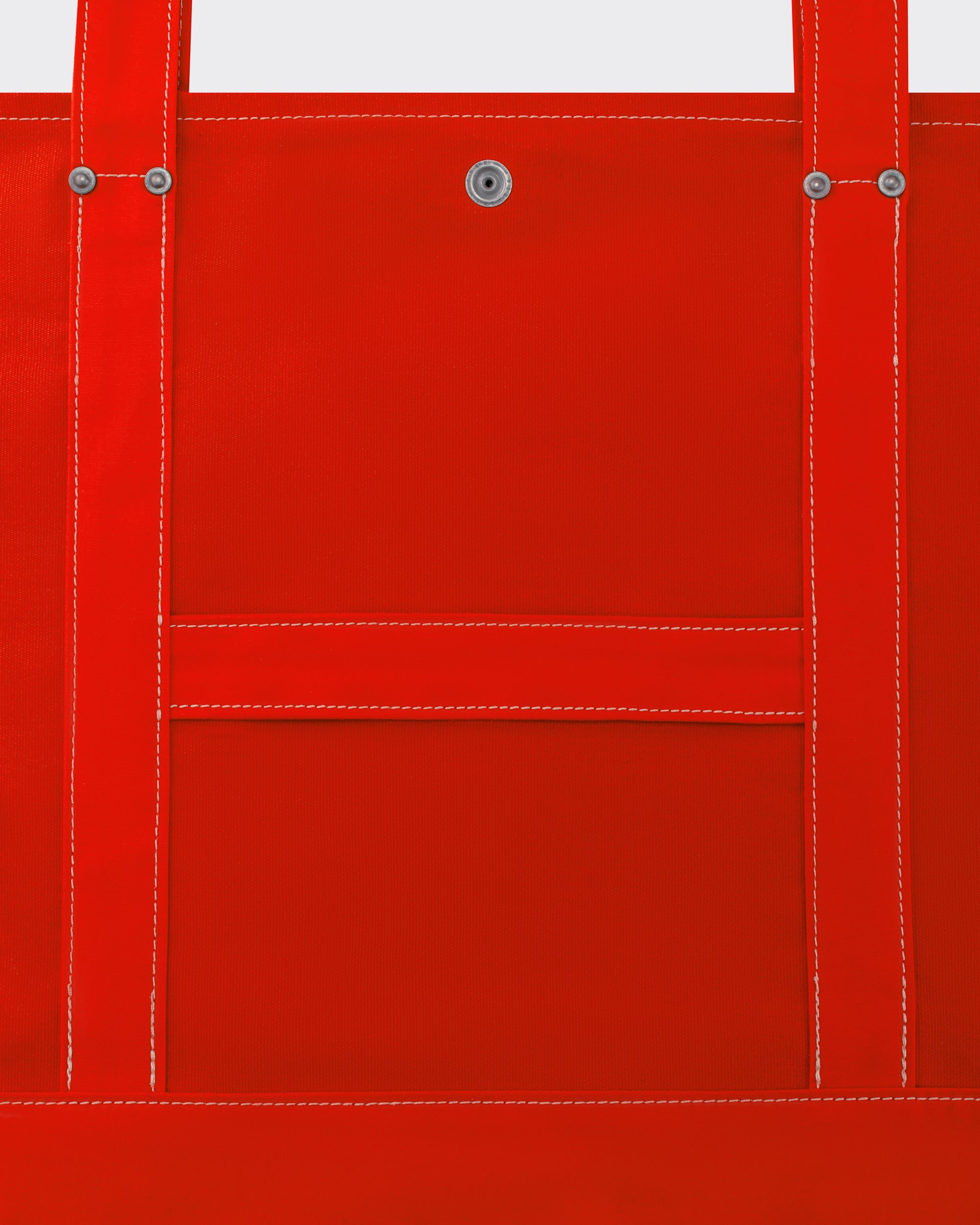Cabas tote bag coton rouge Jean Laumet vue dos bande fixation valise