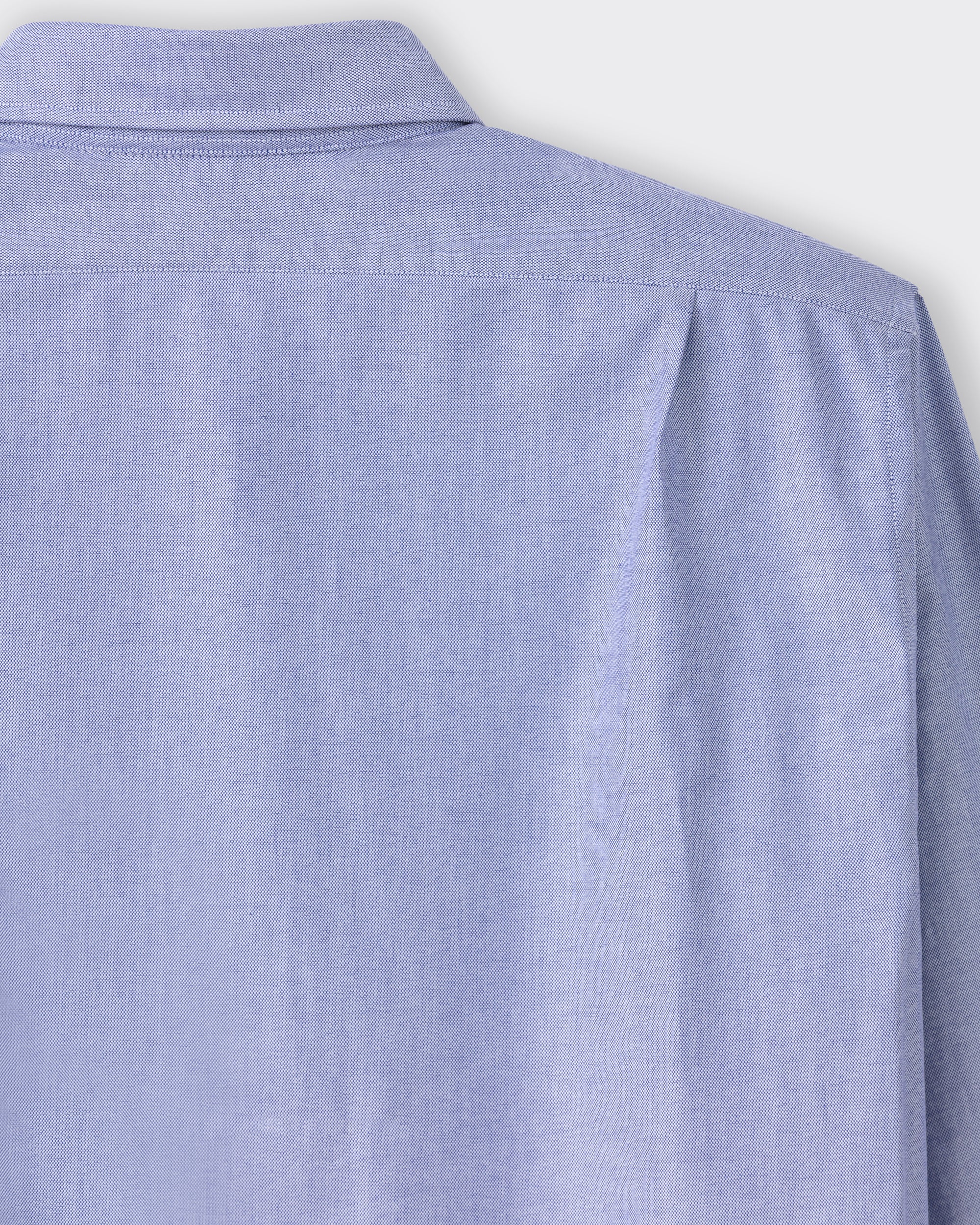 Back pleats detail, navy oxford shirt, BEIGE HABILLEUR PARIS