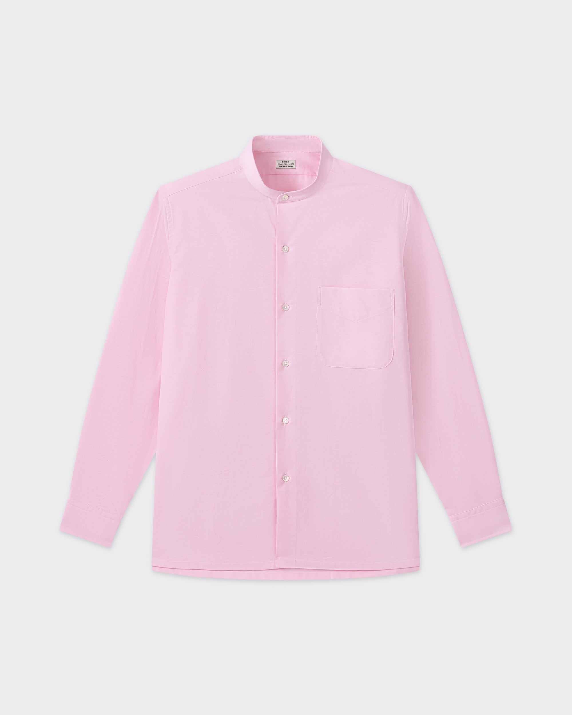 Pink cotton oxford shirt, front view, BEIGE HABILLEUR PARIS