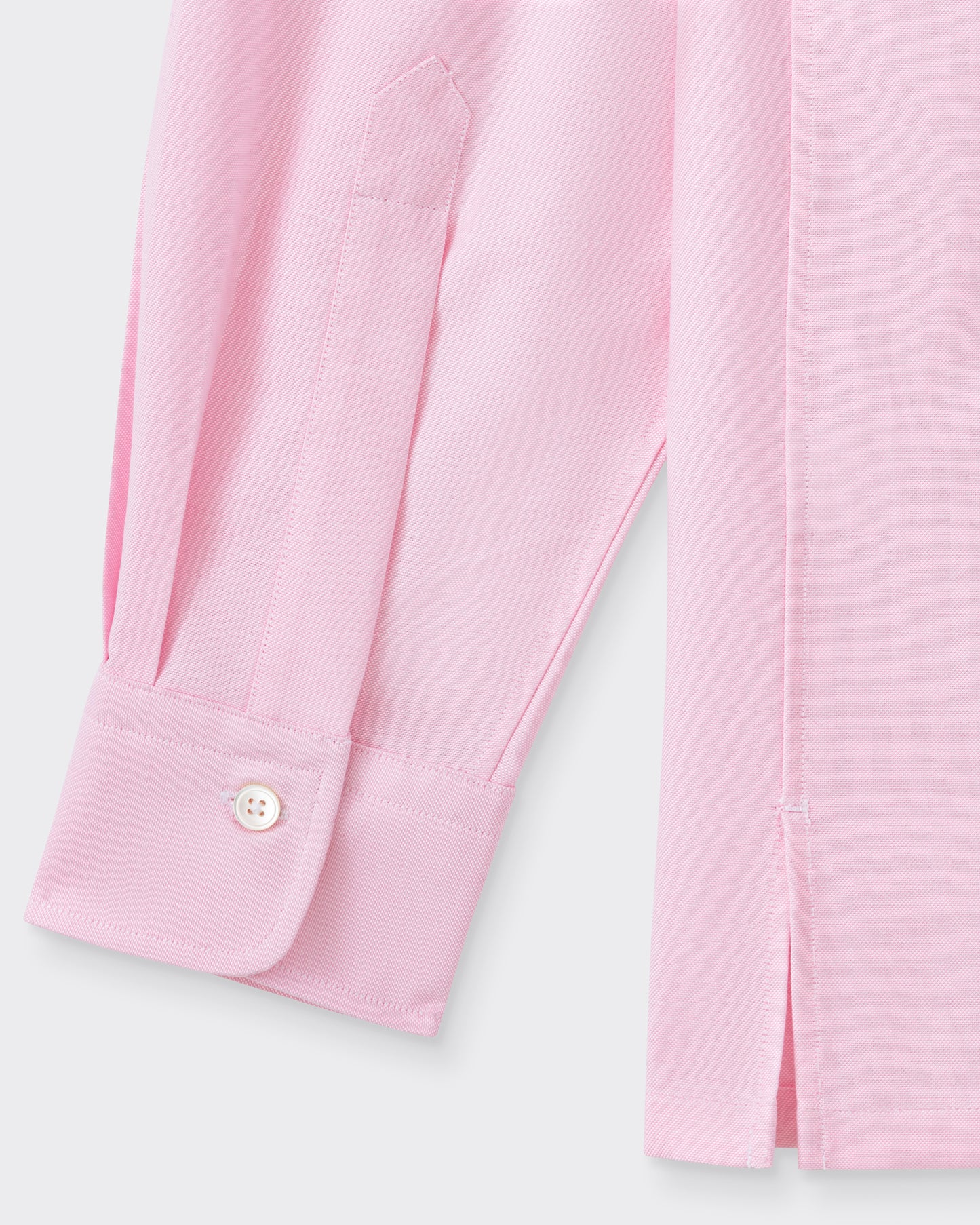 Cuff detail with mother-of-pearl button, pink oxford shirt, BEIGE HABILLEUR PARIS