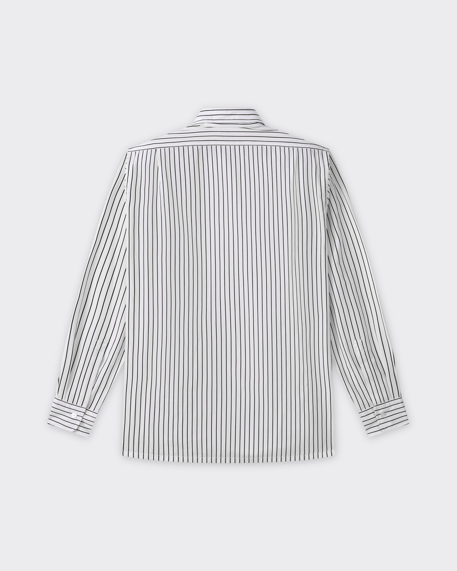 Back view, white and black striped cotton poplin shirt, BEIGE HABILLEUR PARIS