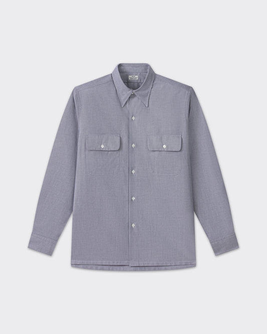 Grey cotton oxford shirt, front view, BEIGE HABILLEUR PARIS
