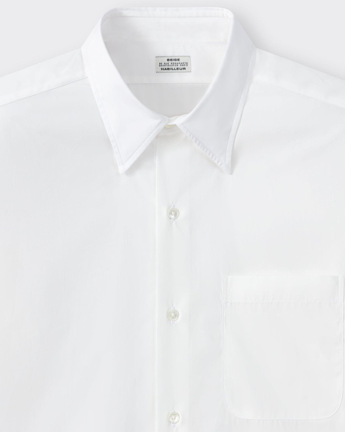 Classic collar detail, white cotton poplin shirt, BEIGE HABILLEUR PARIS