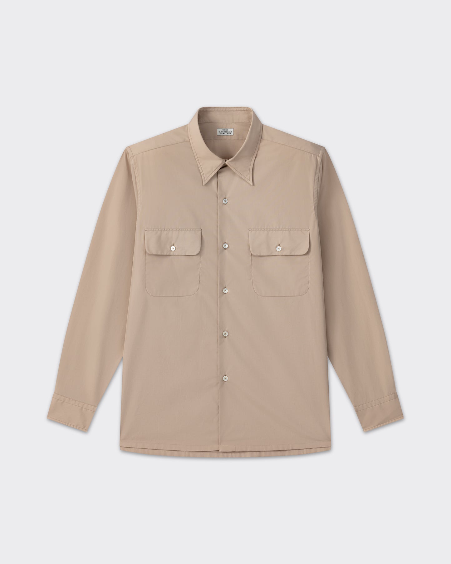 Beige cotton poplin shirt, front view, BEIGE HABILLEUR PARIS