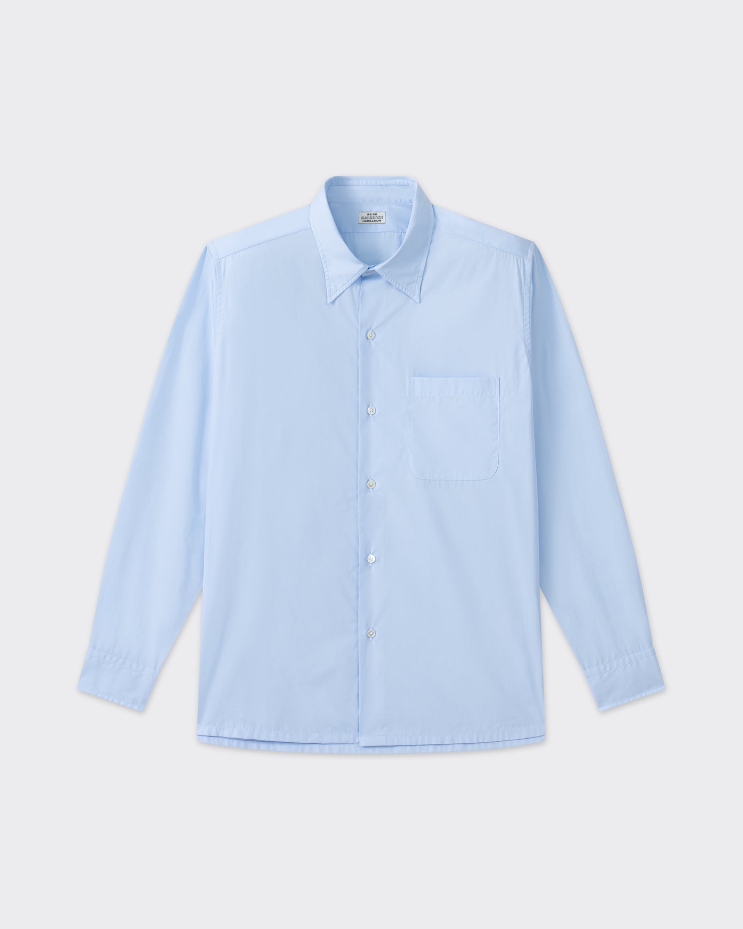 Sky blue cotton poplin shirt, front view, BEIGE HABILLEUR PARIS