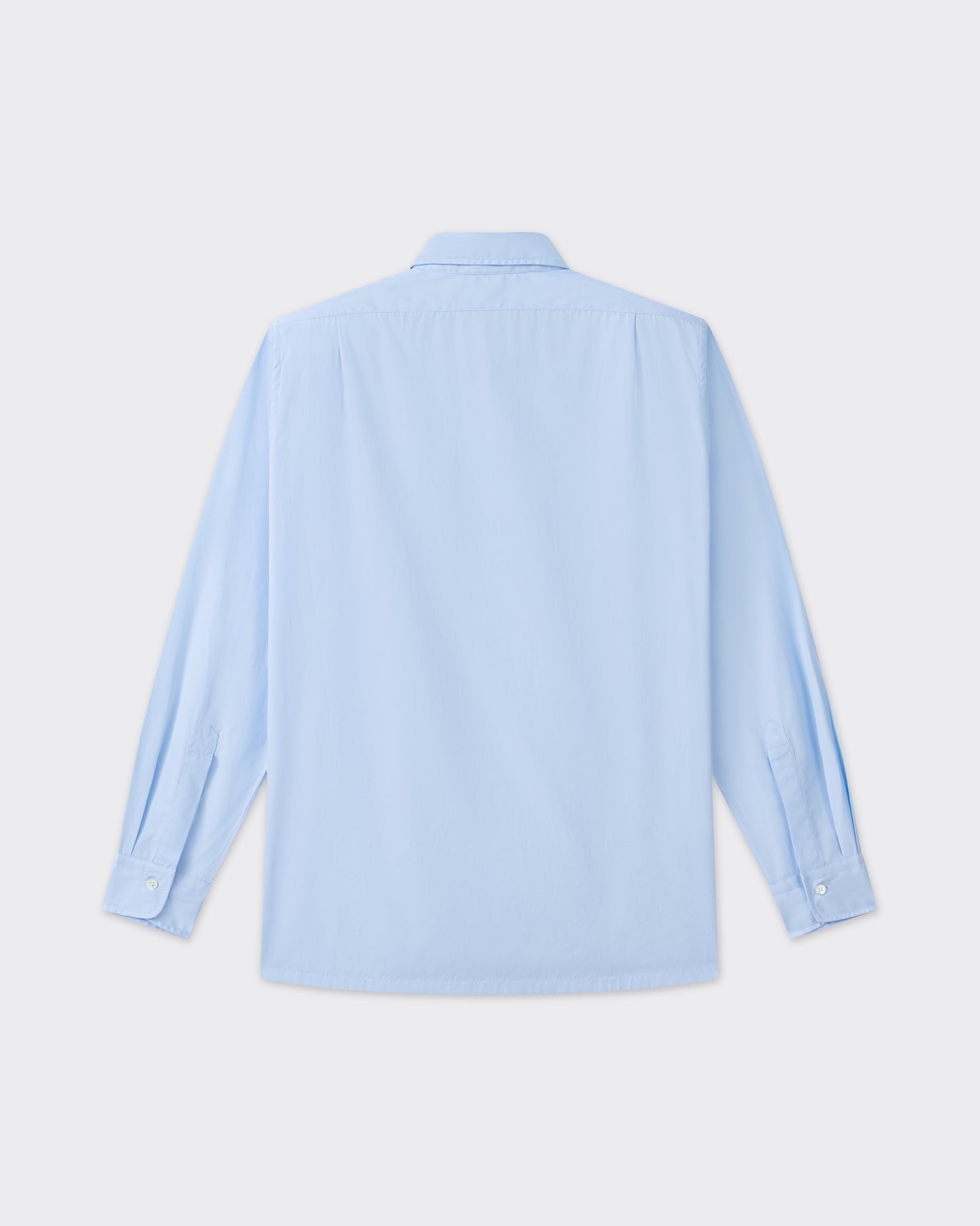 Back view, sky blue cotton poplin shirt, BEIGE HABILLEUR PARIS