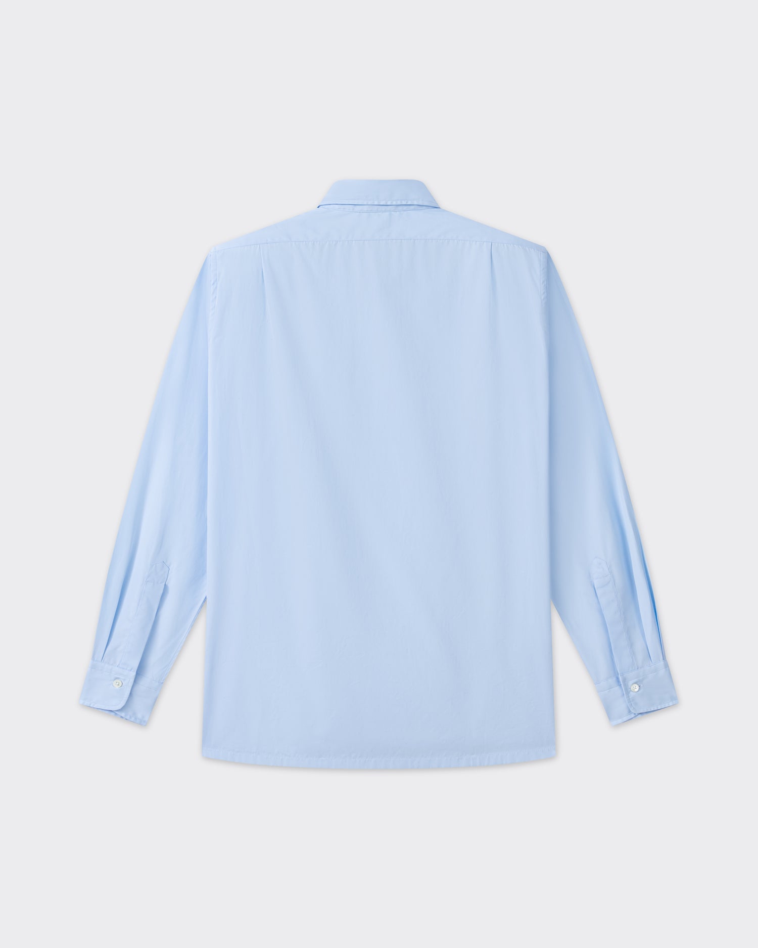 Back view, sky blue cotton poplin shirt, BEIGE HABILLEUR PARIS