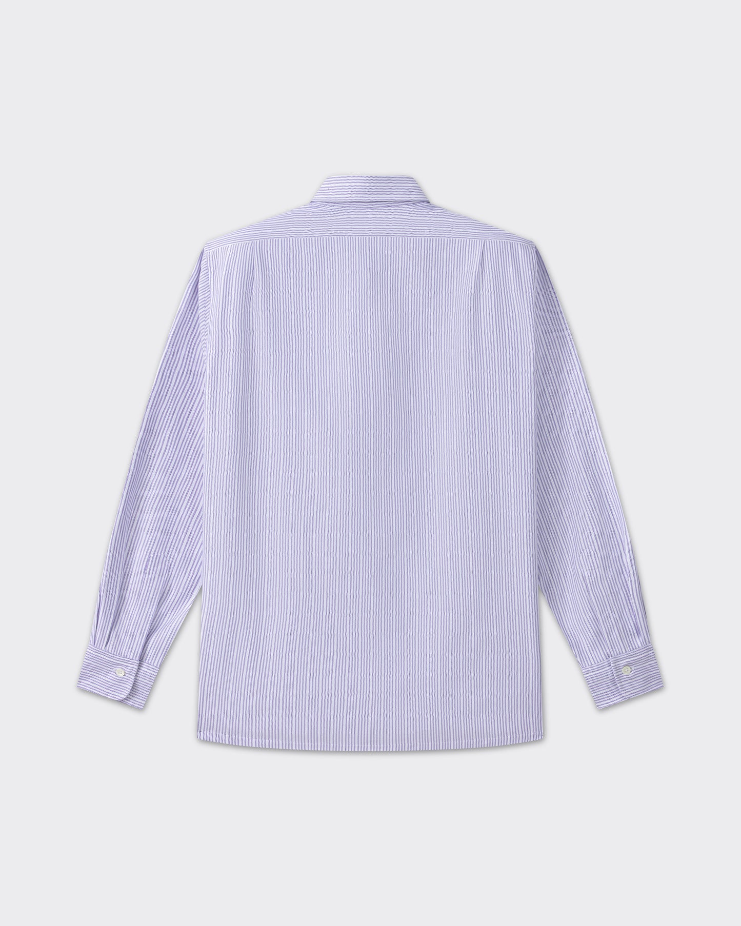 Back view, white and lavender striped cotton oxford shirt, BEIGE HABILLEUR PARIS
