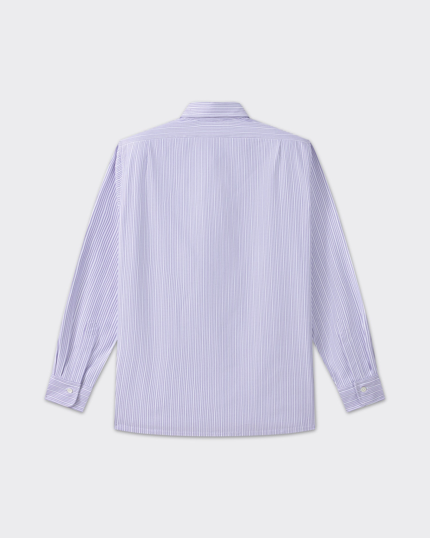 Back view, white and lavender striped cotton oxford shirt, BEIGE HABILLEUR PARIS