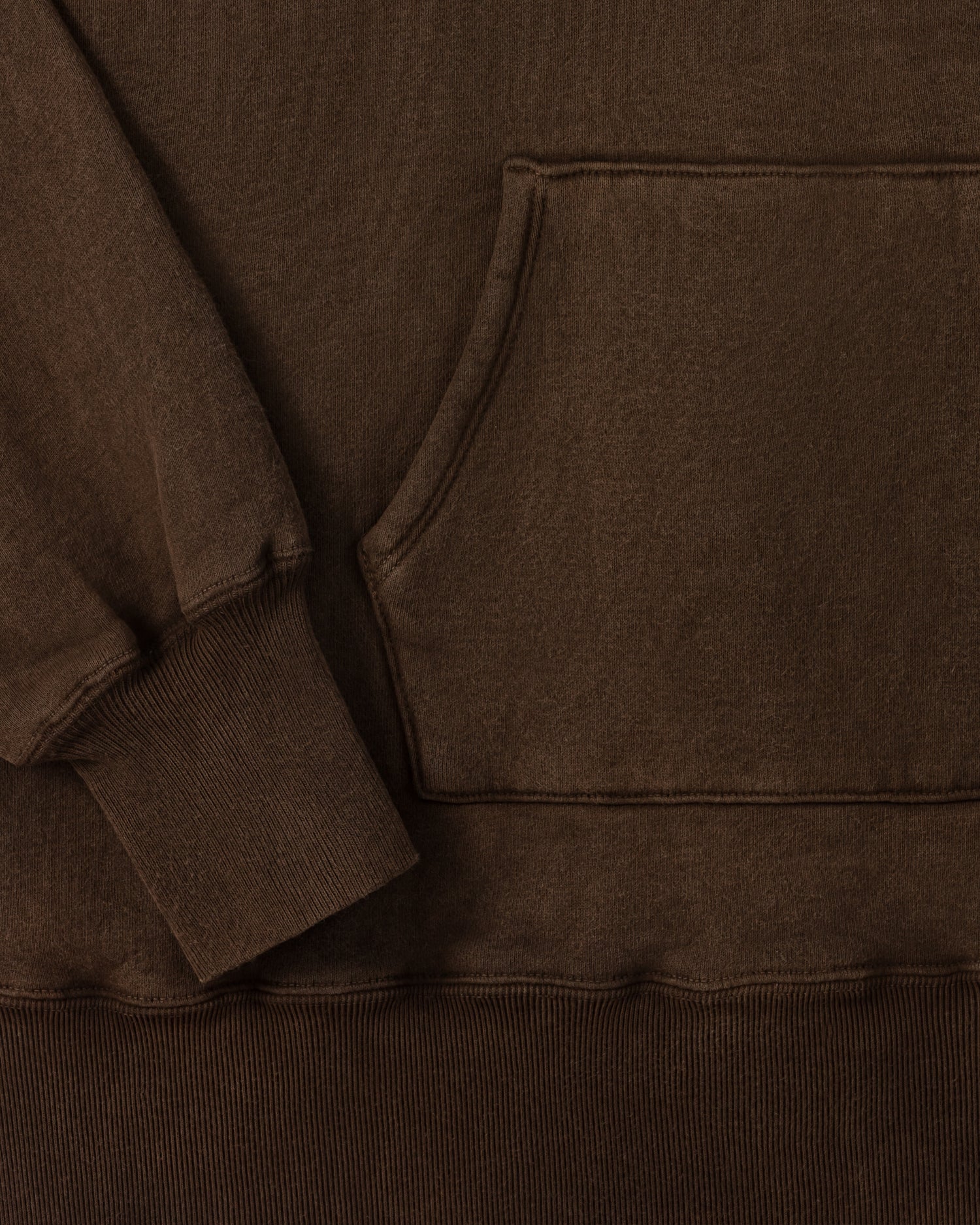 Hand-warmer patch pocket T.T LOT.620 Mud Dyed Brown hoodie — BEIGE HABILLEUR