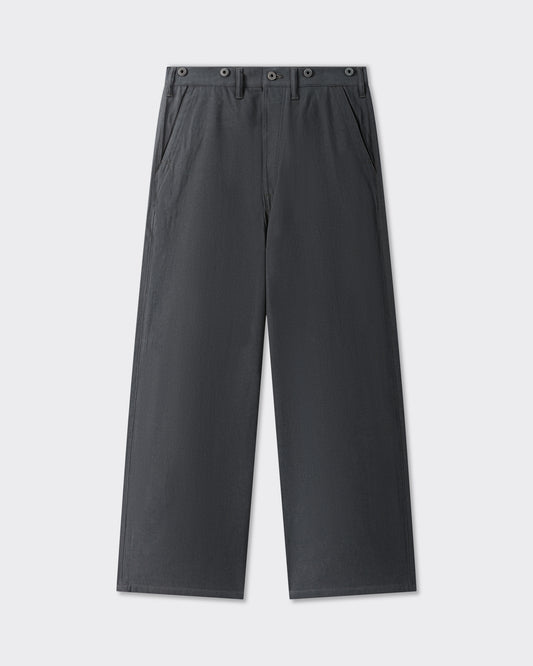  T.T Lot.204 Engineer Trousers charcoal in cotton hemp satin, front view