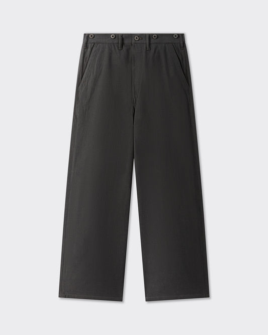  T.T Lot.204 Engineer Trousers charcoal in cotton hemp satin, front view