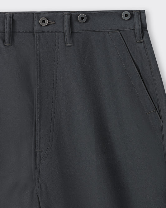  T.T Lot.204 Engineer Trousers charcoal in cotton hemp satin, detail