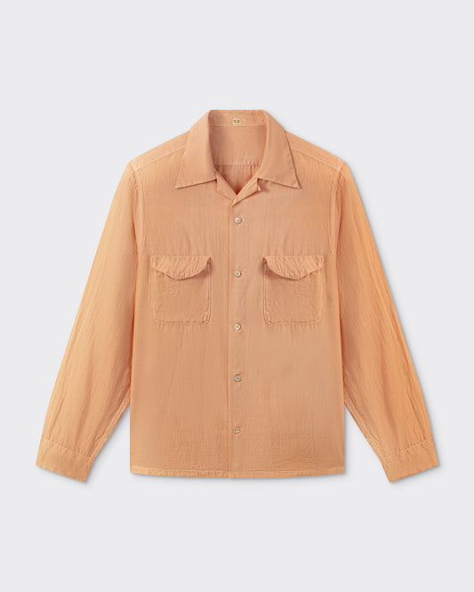 T.T Lot.101 Open Collar Shirt Sakura in handwoven cotton, front view