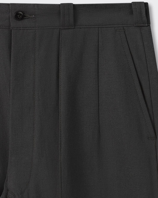 Pleat detail, T.T Lot.215 shorts, structured finish CHARCOAL