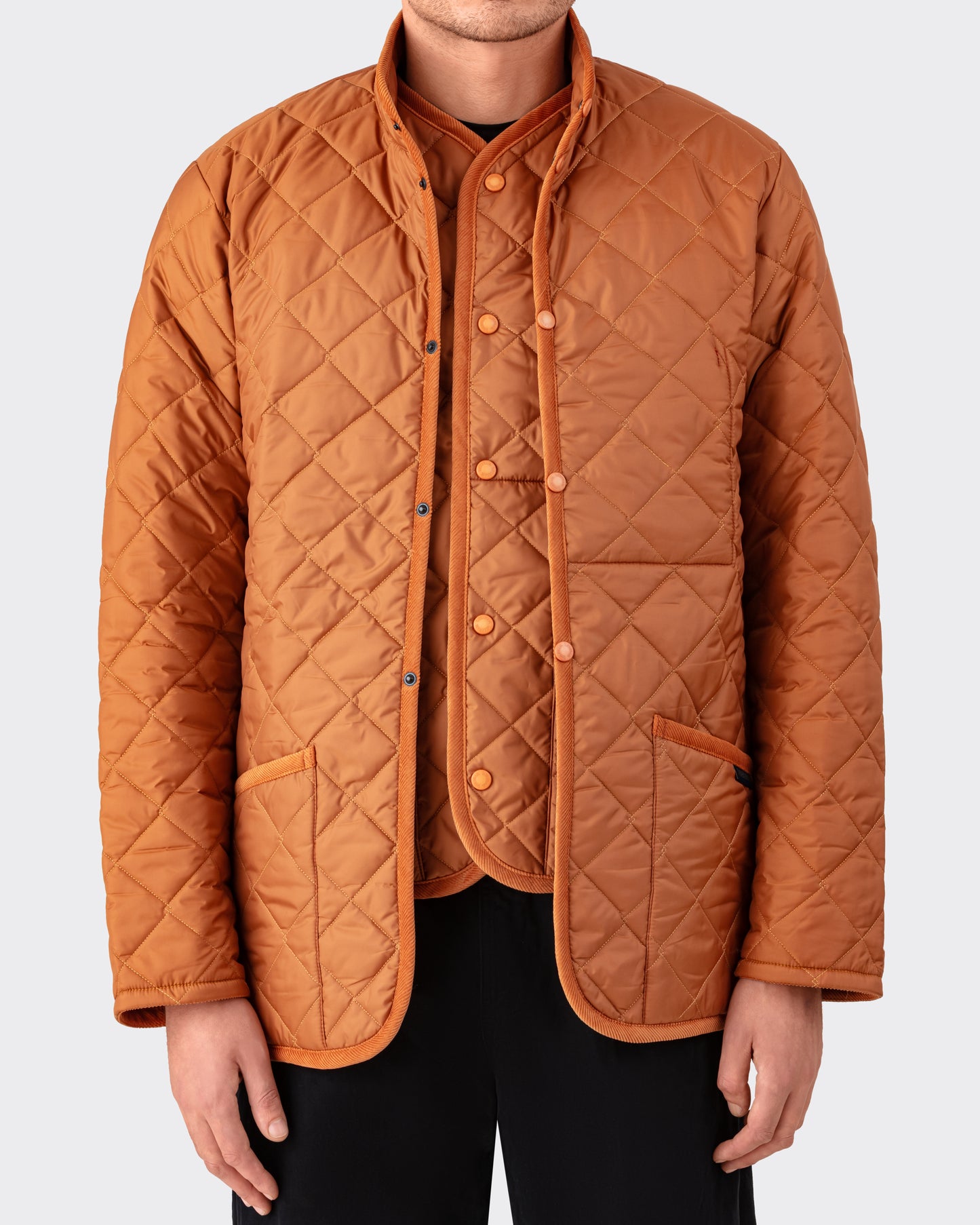 Band Collar Quilted Jacket : Amber
