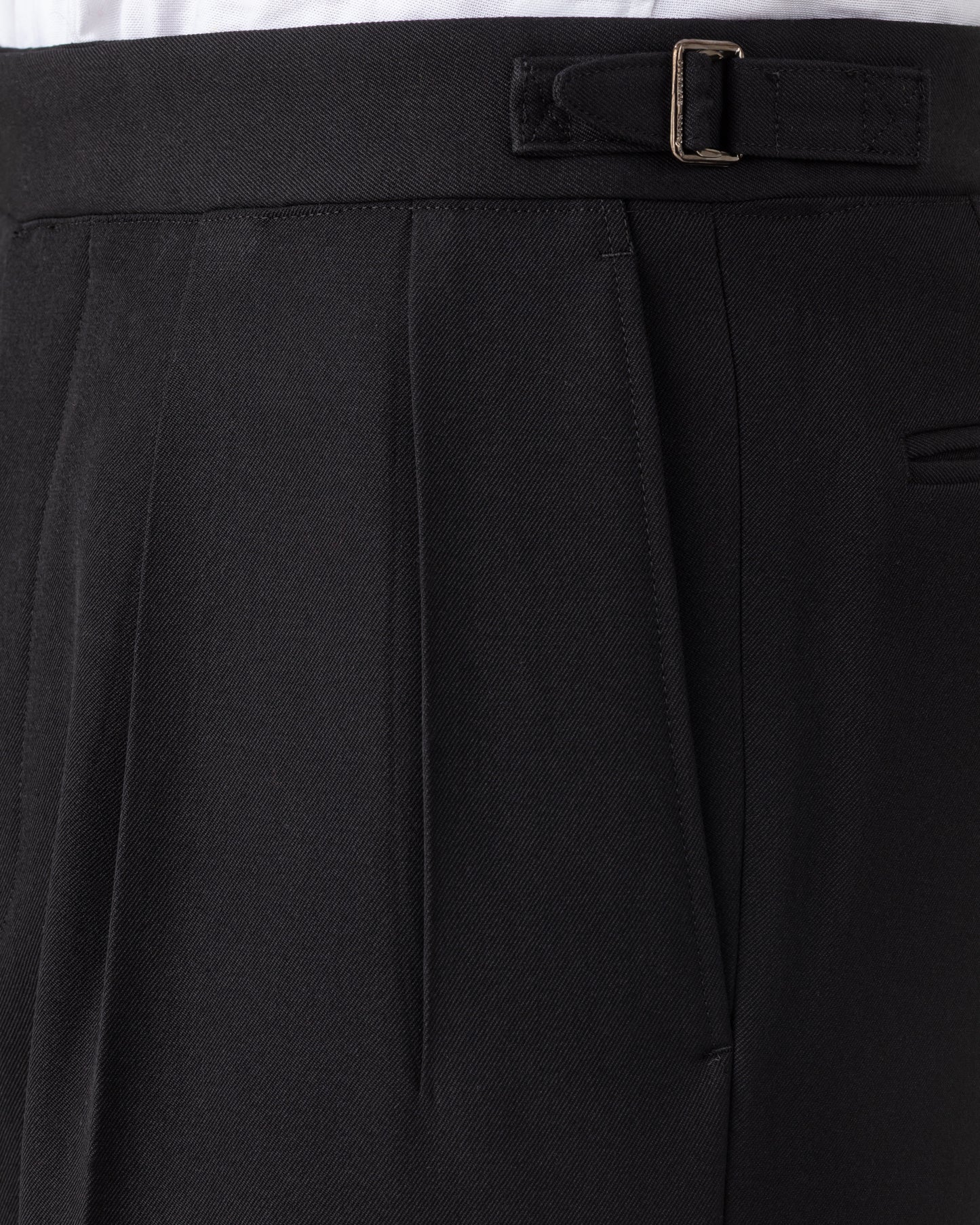 Pantalon à Pinces en Gabardine de Laine : Noir