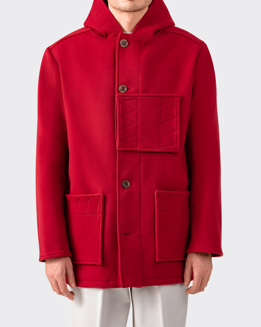 “City” Kabig en Laine et Cachemire : Rouge Dahlia