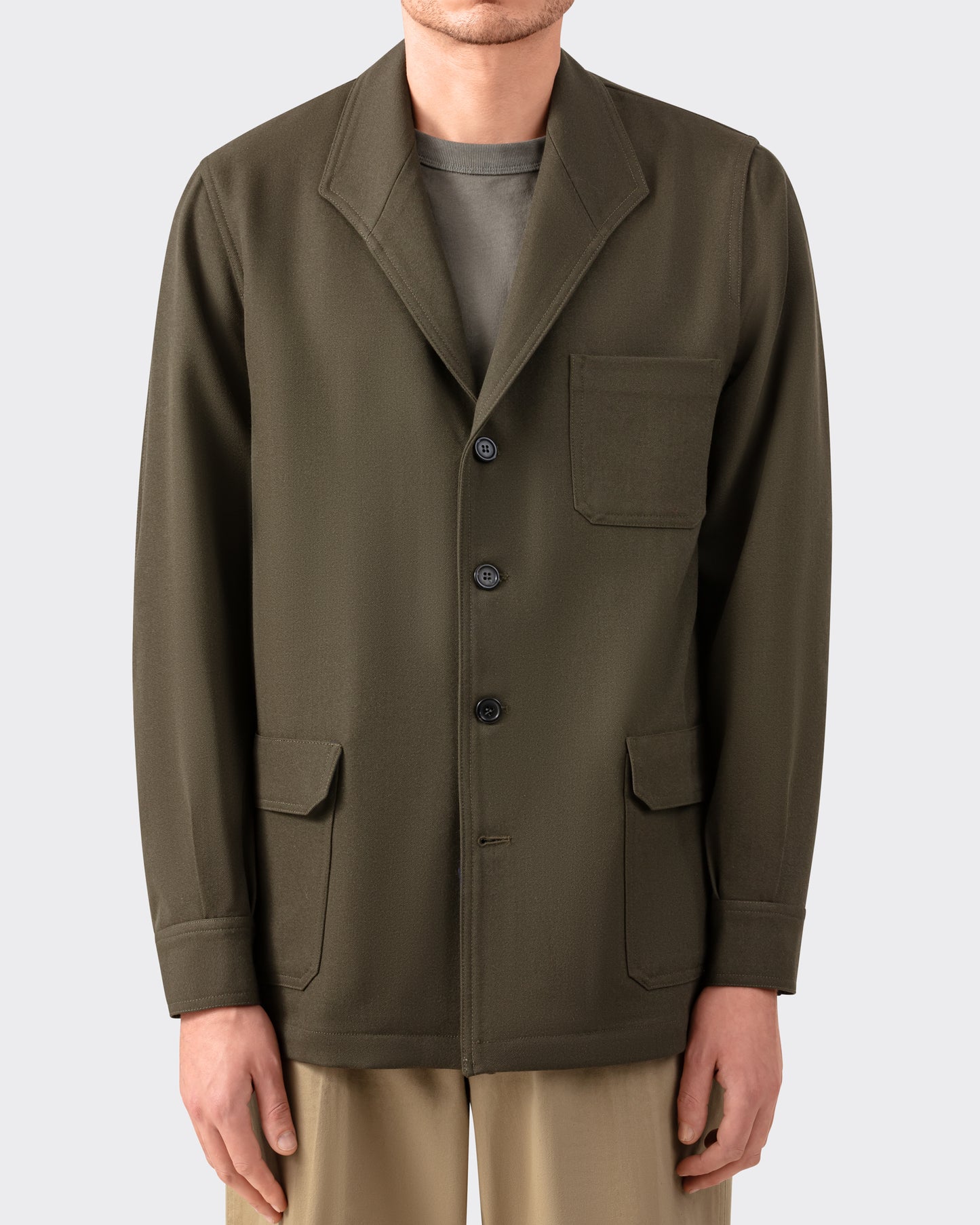 Teba Jacket en Gabardine de Laine : Olive