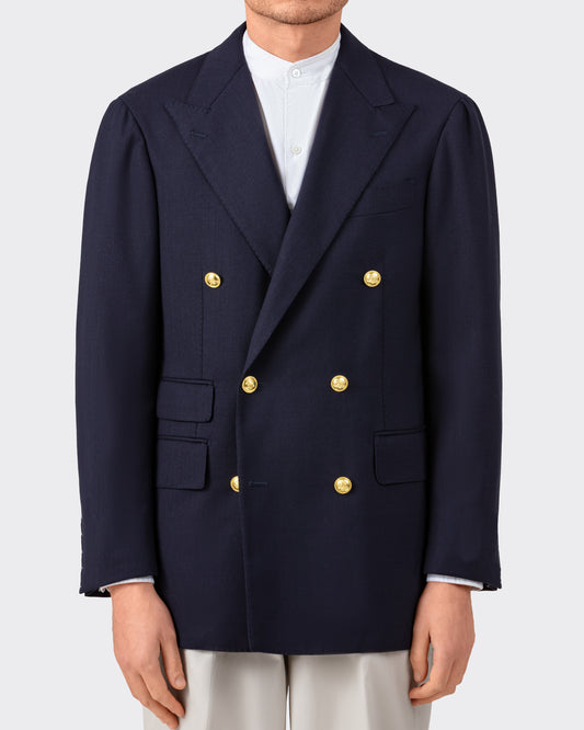 Double Breasted Wool "Balloon" Blazer : Navy