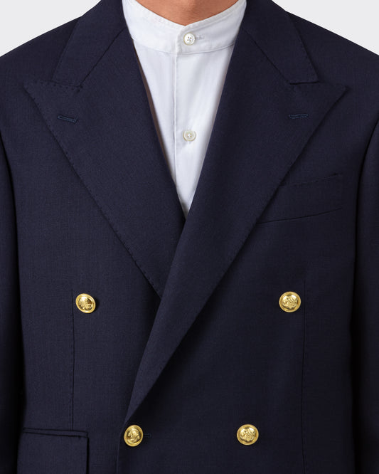 Double Breasted Wool "Balloon" Blazer : Navy