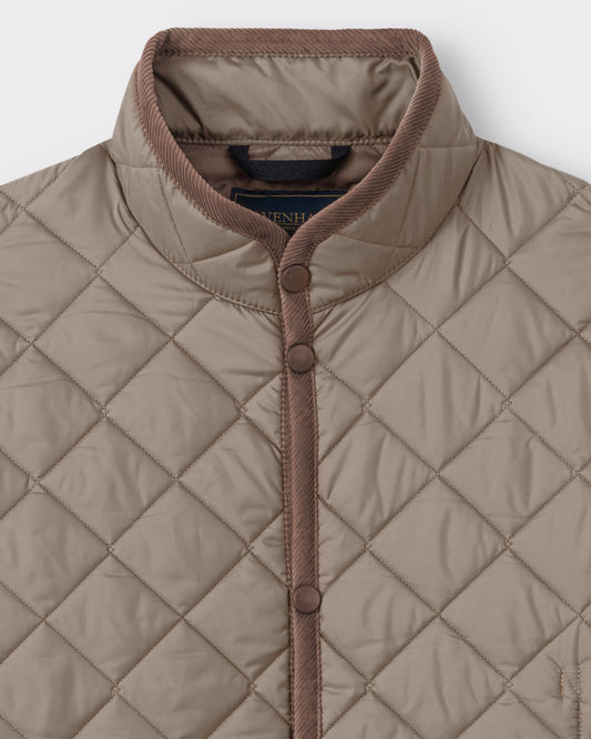 Band Collar Quilted Jacket : Greige
