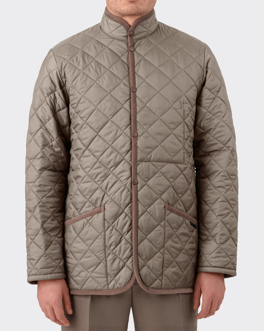 Band Collar Quilted Jacket : Greige
