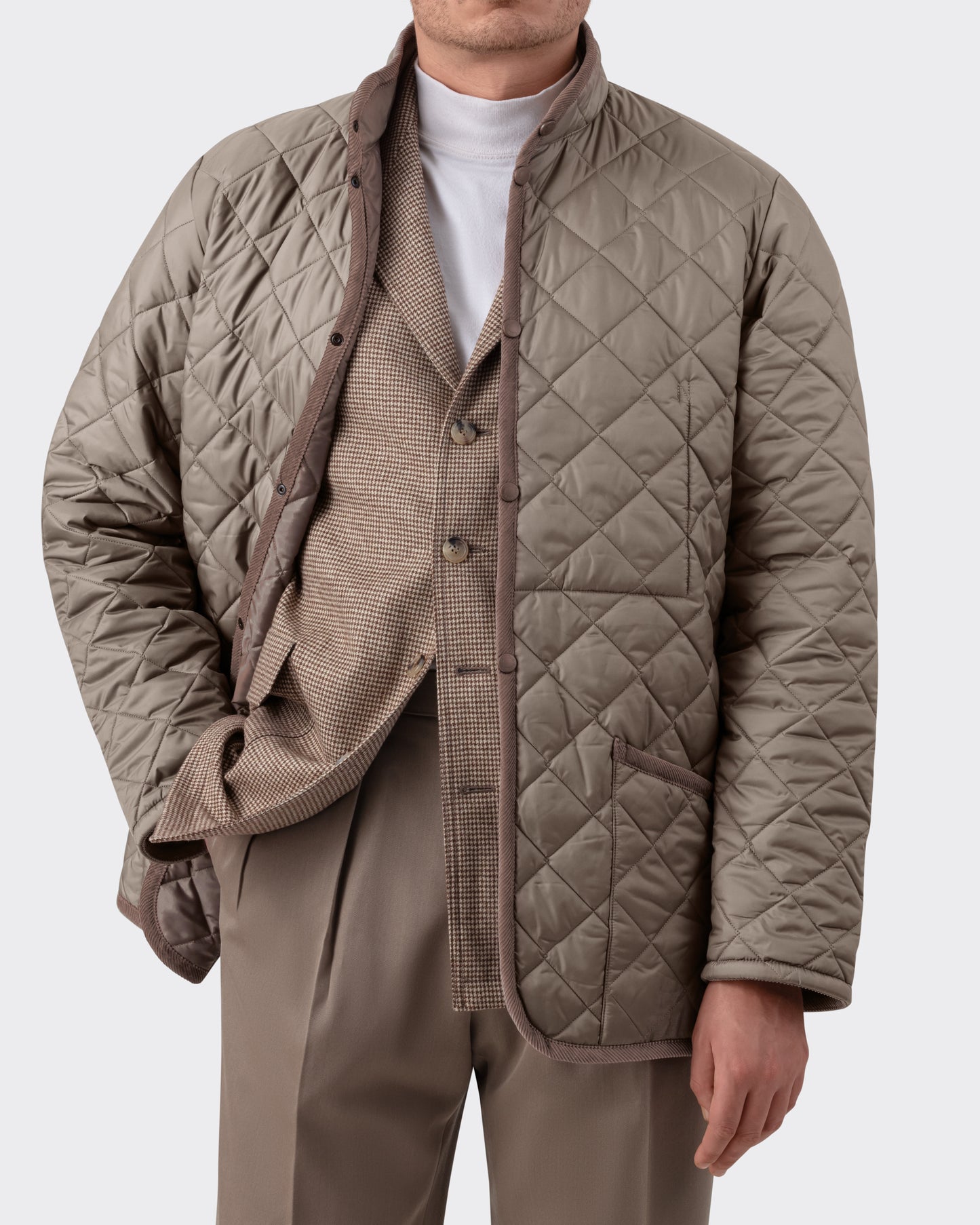 Veste Matelassée à Col Officier : Greige