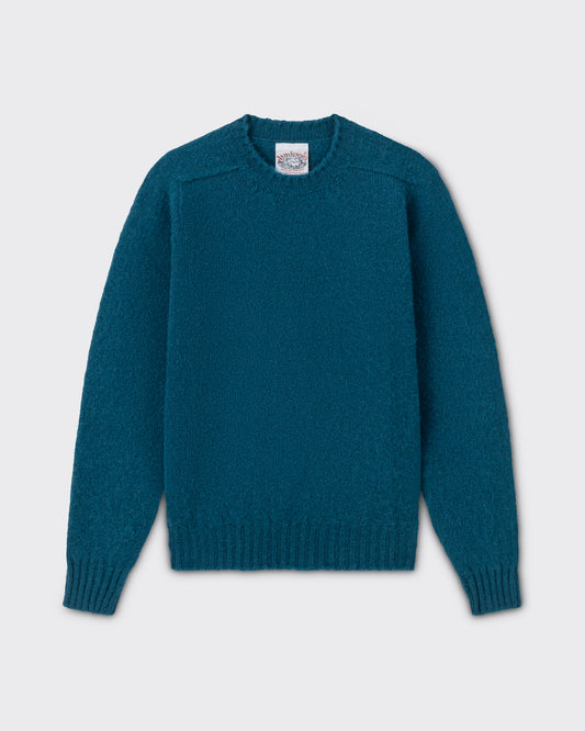 Brushed Wool Crewneck Knit : Peacock Blue