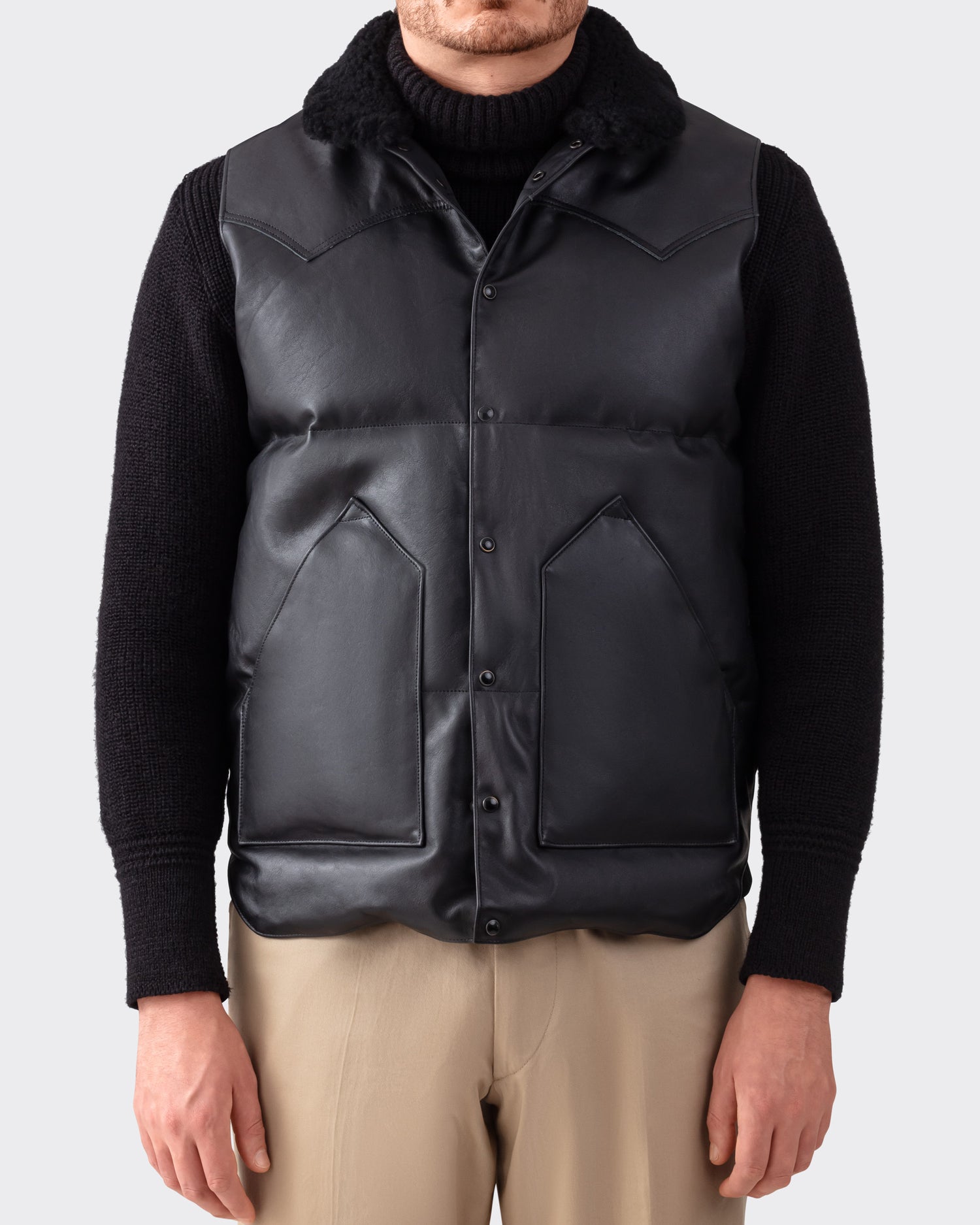 Doudoune Sans Manche Cuire Doudoune Sans Manches En Cuir Noir