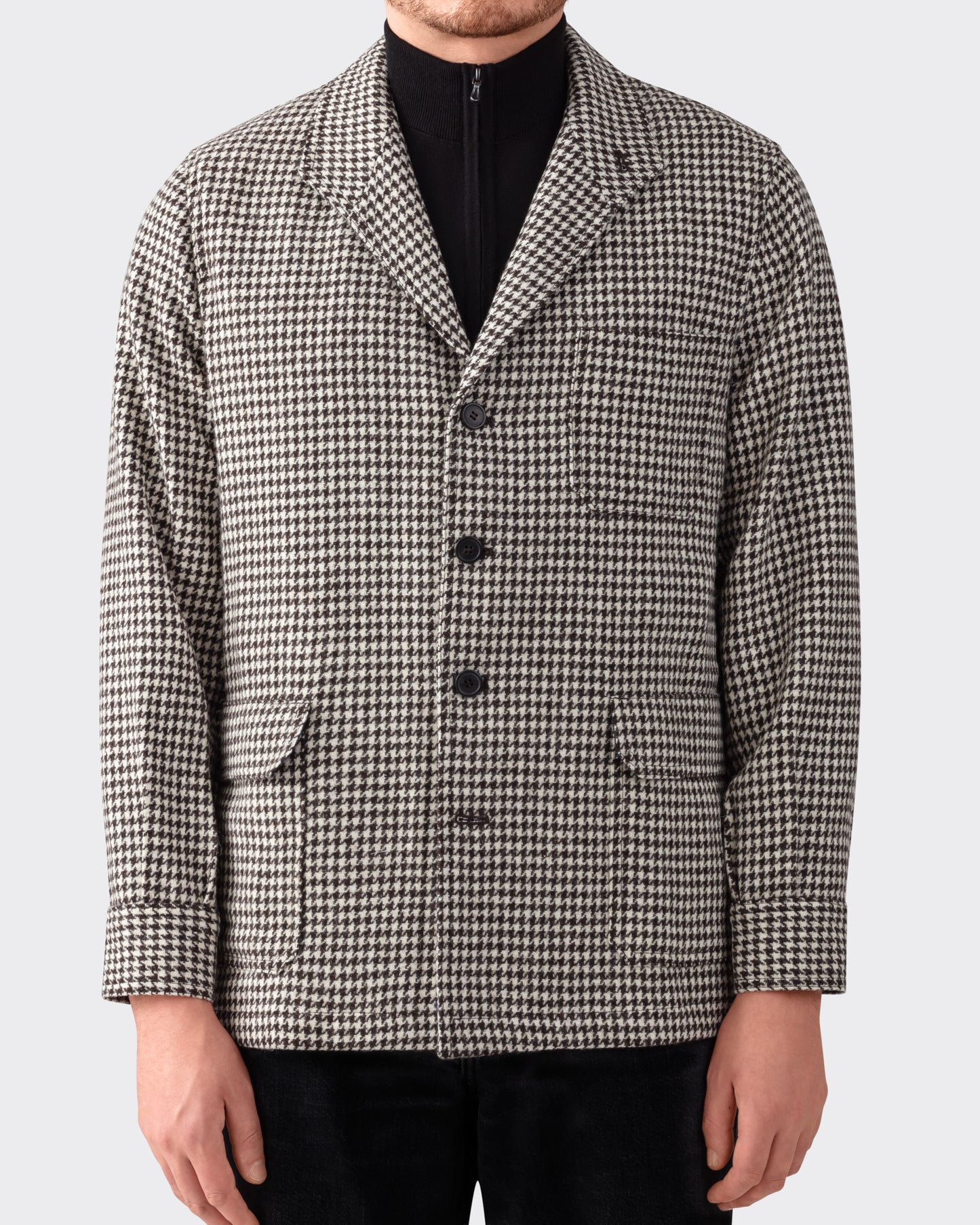 Teba Jacket Laine Vierge : Marron Foncé-Écru