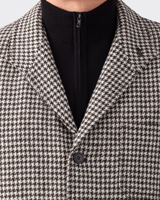 Teba Jacket Laine Vierge : Marron Foncé-Écru