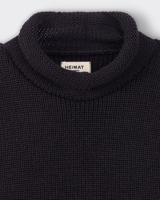 Pull Col Roulotté : Noir