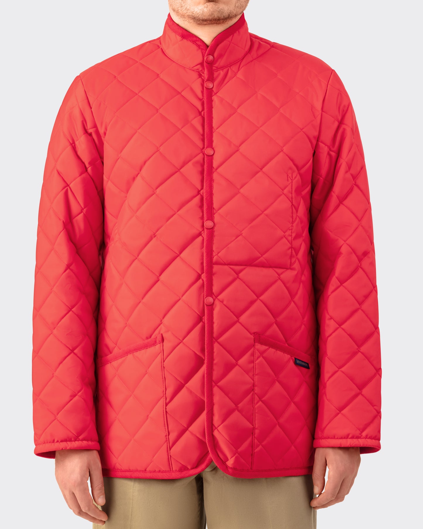 Band Collar Quilted Jacket : Red
